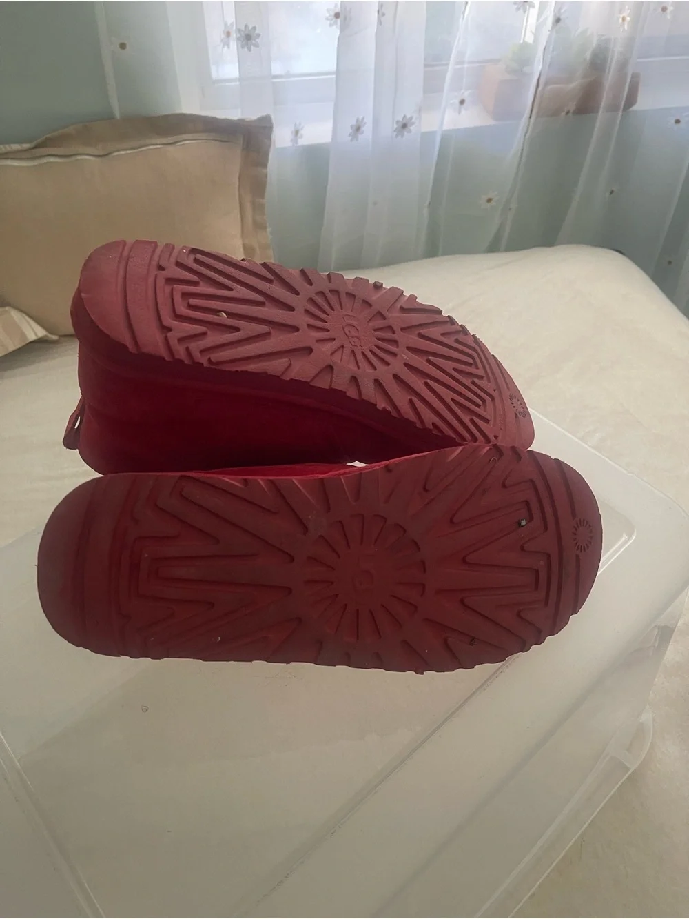 UGG Kids Red Suede Lace-Up Ankle Boots